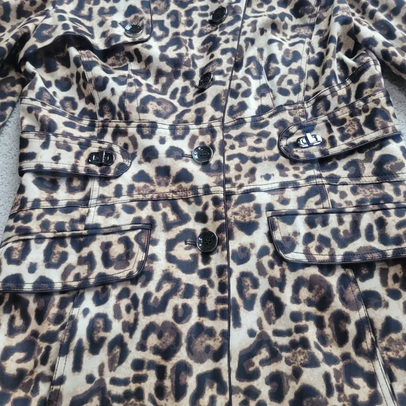 Etcetera Leopard Print Trench Coat Like New Designer Outerwear Size 8 - Picture 13 of 14